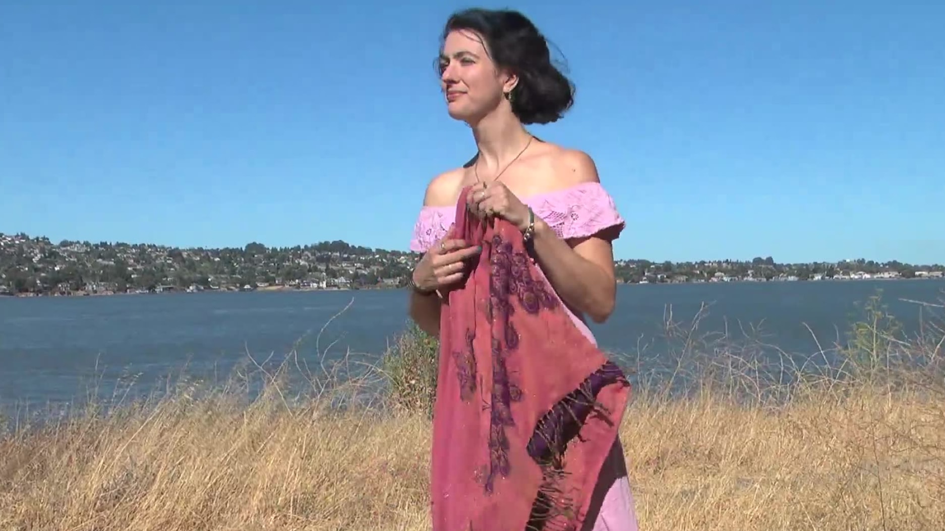 Sadie screams in the sun