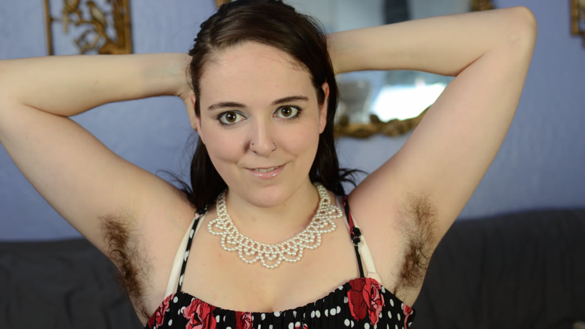 Hairy Girl in Pearls